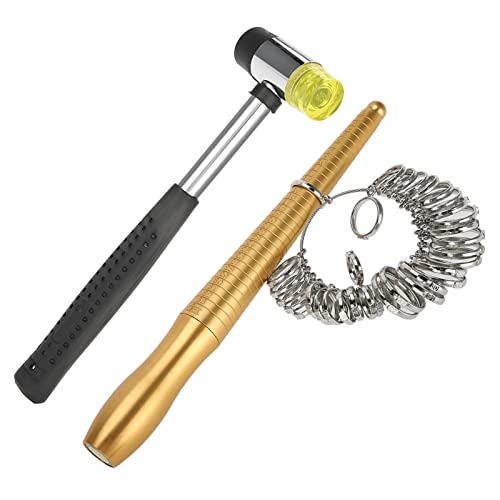 3pcs Schmuck Werkzeugsatz Ring Mordrel Sizer Finger Messstab Griff Hämmer Einfach zu Bedienender Messbereich 33 Mm/1,3 Zoll Wesentlich für die Schmuck-Making-Workshop von Haofy