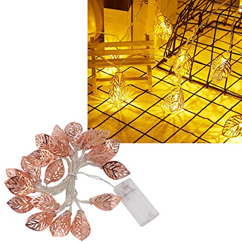 Haofy Roségoldene Lichterketten 20 LEDs Wasserdichte Batteriebetriebene Ausgehöhlte Blattlichter Lichterketten für Partytüren Im Innenbereich Weihnachtslichterketten von Haofy