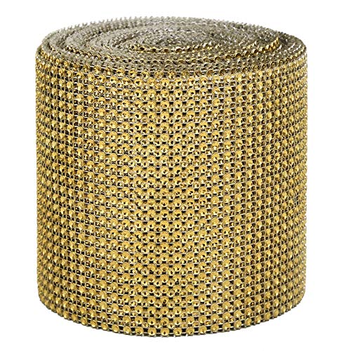 Haofy Strassband, 9m 24 Reihen Galvanisieren Strassstreifen Mesh Hochzeitskleidung Dekoration(Gold) von Haofy