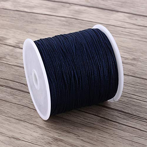 Nylonschnur, Haofy 100 m x 0,8 mm Nylon Schnurkabel Perlenstring, Makramee Faden Kabel für DIY Handwerk Machen Armbänder/Halskette/Rattail, Nylonfaden Satinschnur für Schmuckherstellung, Navy Blau von Haofy