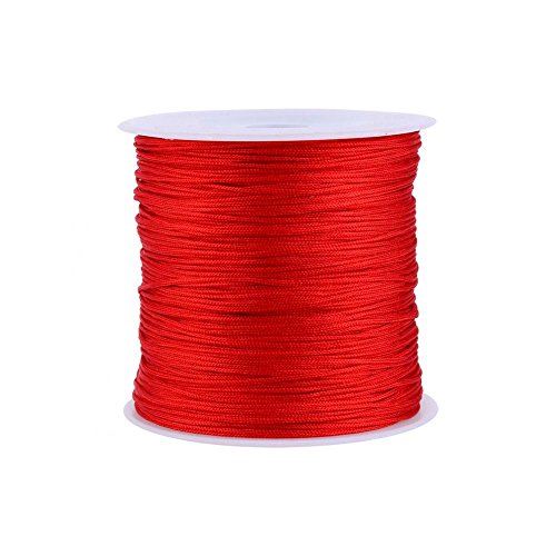 Nylonschnur, Haofy 100 m x 0.8 mm Nylon Schnurkabel Perlenstring, Makramee Faden Kabel für DIY Handwerk Machen Armbänder/Halskette/Rattail, Nylonfaden Satinschnur für Schmuckherstellung, Rot von Haofy