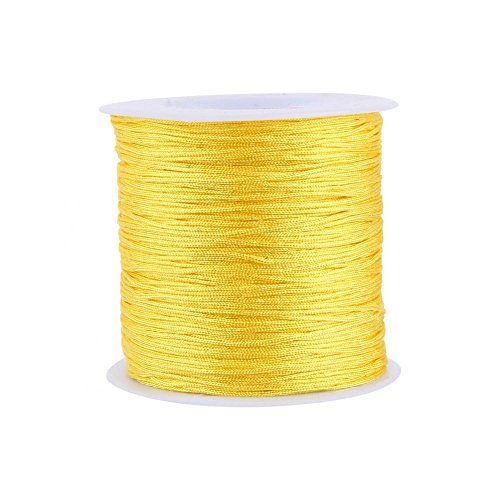 Nylonschnur, Haofy 100m x 0,8mm Nylon Schnurkabel Perlenstring, Makramee Faden Kabel für DIY Handwerk Machen Armbänder/Halskette/Rattail, Nylonfaden Satinschnur für Schmuckherstellung, Gelb von Haofy