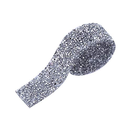 Selbstklebendes Kristall-Strass-Diamantband, 1 Yard, Multifunktional, DIY, Dekorative Bling-Edelsteine, Kunsthandwerk, Aufkleberband, Glitzernde Schuhe, Kleidung (Silberweiß) von Haofy