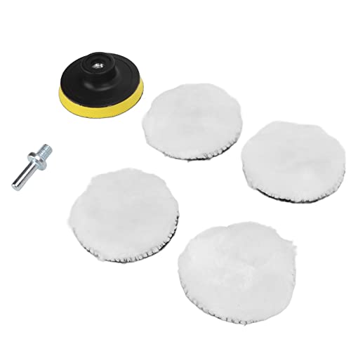 Woll-Polierpad-Set, Robuste Polierpads, Auto-Puffer-Polierset Zum Schnellen Polieren, 5/8-Zoll-11-Bohrer-Adapter von Haofy