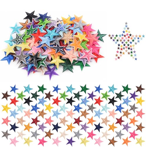 Haoguo 120 Stück Stern Bügelbilder Sterne Stickerei Applikation Patch Stern Nähen auf Patches für DIY Handwerk, Kleidung, Jacken, Rucksäcke, Hüte von Haoguo