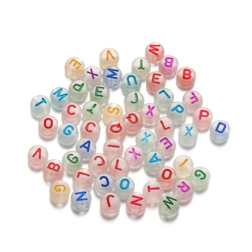 Acrylperlen, Alphabet-Perlen A-Z, 7 mm, farbige Buchstabenperlen für selbstgemachte Schmuckherstellung, Armbänder, Halsketten und Freundschaftsbasteln, leuchtende Abstandshalter für kreative Projekte, von Haohaiblooms