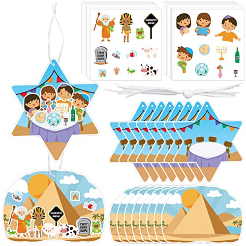 Haooryx 48 Stück Aufkleber für Pessach-Szene für Kinder, DIY Passover Szene Papier Handwerk hängende Ornamente Dekoration für Pesach jüdische Feiertage Party Supplies Passover Seder Mahlzeit Home von Haooryx