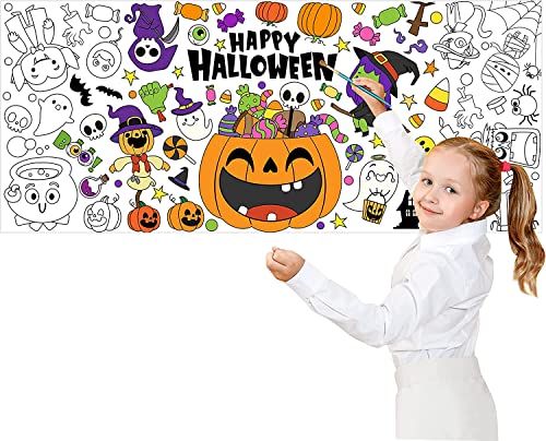 Haooryx Halloween Mandala Ausmalposter für Kinder Niedlich Kürbis Hexe Große Herbst Banner DIY Kreativposter Ausmalen Wand Dekoration Schule Kunsthandwerk Aktivitäten Geburtstag Geschenk Party Zubehör von Haooryx