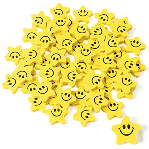 Star with Smile Face Mini Erasers Back to School Fun Smile Face Cartoon Eraser Cute Yellow Smile Erasers for Kids School Carnival Reward Student Prizes Birthday Gift Filler Supplies von Haooryx