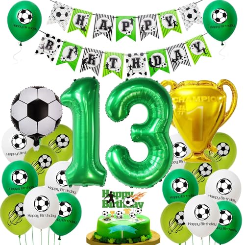 13 Jahr Fussball Geburtstag Deko, 13 Jahr Jungen Fußball Luftballons, Fußball 13 Geburtstag Deko, Luftballon 13. Geburtstag Grün, Fussball 13. Luftballon, Ballon 13 Geburtstag Junge Fussball von Haosell