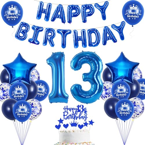 13. Geburtstag Dekoration Blau 13. Geburtstag Deko Junge Blau Tortendeko Geburtstag 13 Jahre Junge Party Deko Blau Luftballon 13 Geburtstag Blau 13 Geburtstag Mädchen Junge Ballon Marineblau von Haosell