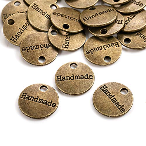 150 Stück Antique Handmade Metall knöpfe Label Charm Anhänger DIY Handwerk Schmuck Herstellung Zubehör Basteln Dekorationen Handmade Kleidungszubehör Dekor Metall Handmade Knöpfe DIY Buttons von Haosell