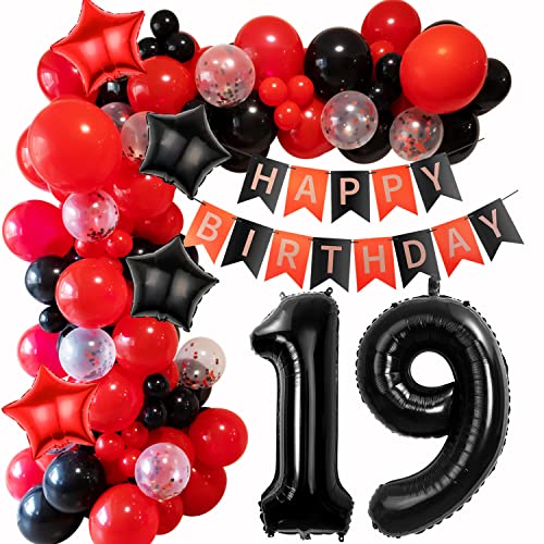 19 Geburtstag Ballon Girlande Schwarz Rot Geburtstagsdeko 19 Mädchen Luftballons Girlande Deko 19 Geburtstag Luftballon Junge 19 Jahr Geburtstagdeko Girlande Ballon Rot Deko 19. Geburtstag von Haosell