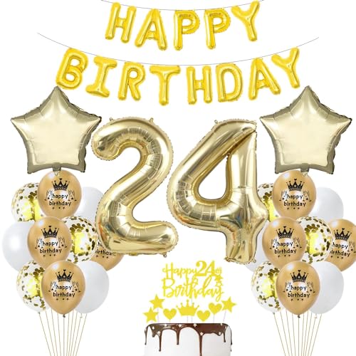 24 Geburtstag Frau Deko Luftballon 24. Geburtstag Deko Gold 24 Jahre Party Dekoration Champagner Gold 24 Geburtstag Deko Mann Frau Geburtstagsdeko 24 Jahre Luftballon 24 Jahre Gold Weiß Gold von Haosell