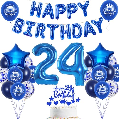 24. Geburtstag Dekoration Blau - Deko für Mann und Frau - Tortendeko, Party Deko, Luftballons Marineblau 24. Geburtstag Dekoration Blau - Deko für Mann und Frau - Tortendeko, Party Deko, Luftballons Marineblau von Haosell