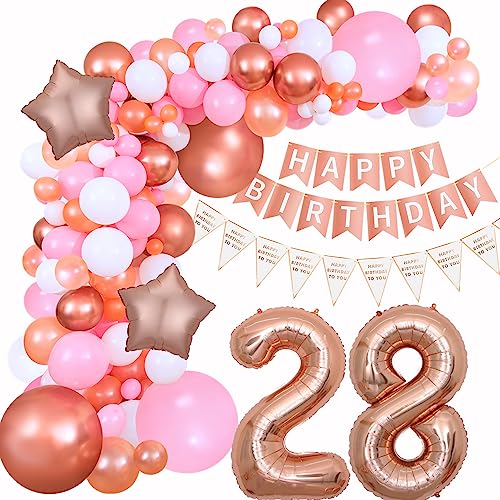 28 Geburtstag Frauen 28. Luftballon Girlande Rosegold 28 Geburtstag Dekoration Frauen 28. Geburtstag Deko Frauen Luftballon Girlande Rosa 28 Jahre Geburtstagsdeko 28 Frauen Luftballons von Haosell