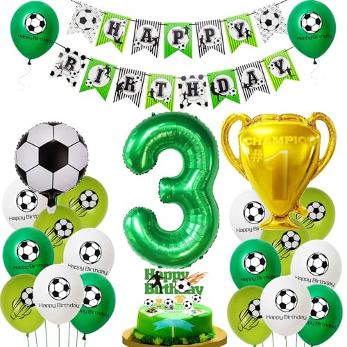 3 Jahr Fussball Geburtstag Deko, 3 Jahr Jungen Fußball Luftballons, Fußball 3 Geburtstag Deko, Luftballon 3. Geburtstag Grün, Fussball 3. Luftballon, Ballon 3 Geburtstag Junge Fussball von Haosell