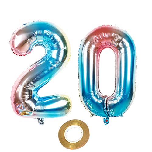 40 Zoll luftballons zahl 20 Regenbogen Mädchen 20. geburtstagsdeko Mädchen Nummer 20 Helium Zahlenballon 20 folienballon 20 XXL ballon 20 jahre Geburtstag Dekoration Mädchen 20 geburtstag deko (20) von Haosell