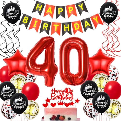 40. Geburtstags Luftballons Rot Schwarz, Geburtstagsdeko 40 Jahre Frau Rot, Luftballons 40. Geburtstag Rot Schwarz Dekoration, Rot Schwarz 40. Geburtstag Luftballons, Ballons 40 Jahre Mann von Haosell