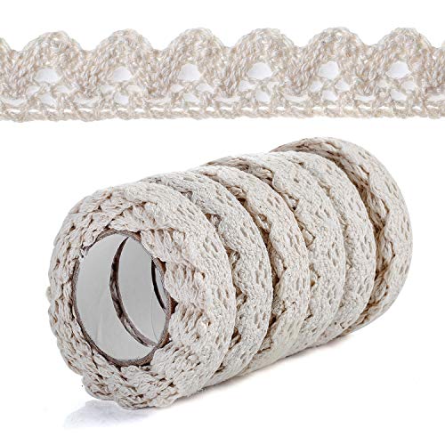 6 Rollen Spitzenband Vintage Beige Deko Spitze Selbstklebend Vintage Dekoband Spitzenband Bordüre Dekoband Selbstklebend Spitzenborte Stoffband Bänder für Basteln Hochzeit Verzierung von Haosell