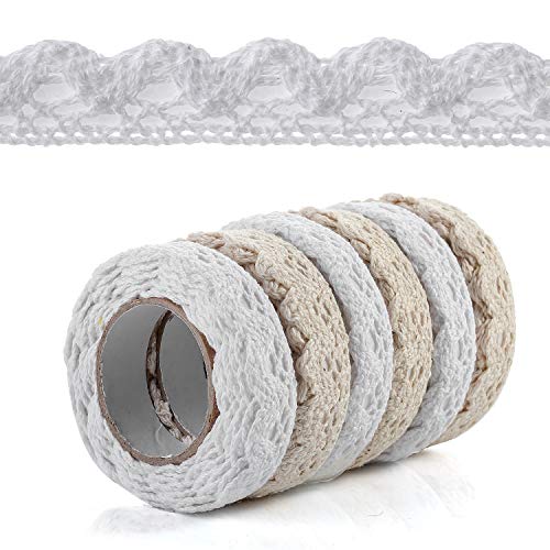 6 Rollen Spitzenband Vintage Deko Spitze Selbstklebend Dekoband Spitzenband Bordüre Dekoband Selbstklebend Spitzenborte Stoffband Bänder für Basteln Hochzeit Verzierung der Geschenke DIY Handwerk von Haosell