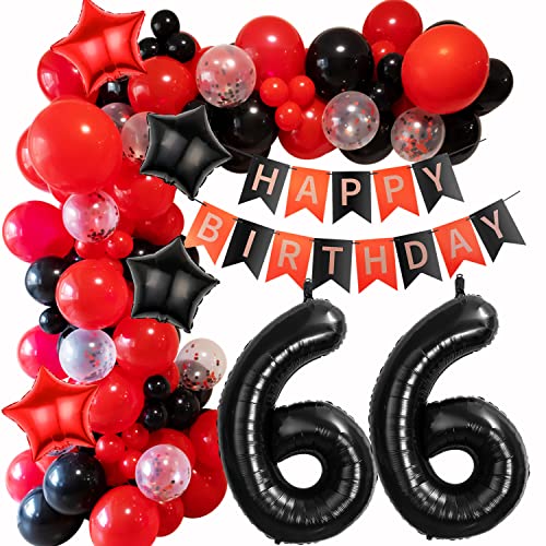 66 Geburtstag Ballon Girlande Schwarz Rot Geburtstagsdeko 66 Mädchen Luftballons Girlande Deko 66 Geburtstag Luftballon Junge 66 Jahr Geburtstagdeko Girlande Ballon Rot Deko 66. Geburtstag von Haosell