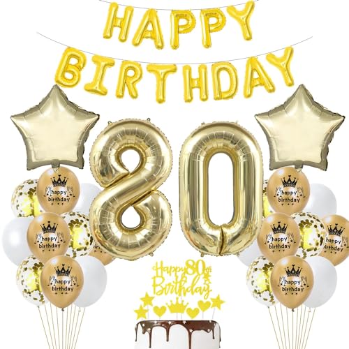 80 Geburtstag Frau Deko Luftballon 80. Geburtstag Deko Gold 80 Jahre Party Dekoration Champagner Gold 80 Geburtstag Deko Mann Frau Geburtstagsdeko 80 Jahre Luftballon 80 Jahre Gold Weiß Gold von Haosell