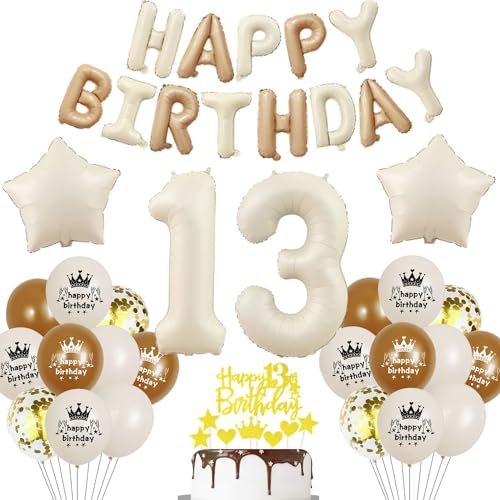 Beige Luftballon 13. Geburtstag Mädchen 13 Geburtstag Deko Beige Luftballon Geburtstag 13 Creme 13 Jahre Geburtstagsdeko Mädchen Junge 13 Jahre Beige Gold Ballon 13. Happy Birthday Girlande Beige von Haosell