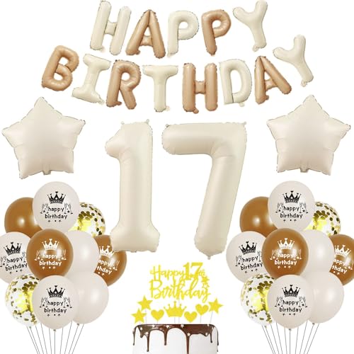 Beige Luftballon 17. Geburtstag Mädchen 17 Geburtstag Deko Beige Luftballon Geburtstag 17 Creme 17 Jahre Geburtstagsdeko Mädchen Junge 17 Jahre Beige Gold Ballon 17. Happy Birthday Girlande Beige von Haosell