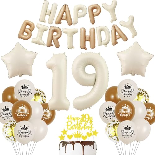 Beige Luftballon 19. Geburtstag Mädchen 19 Geburtstag Deko Beige Luftballon Geburtstag 19 Creme 19 Jahre Geburtstagsdeko Mädchen Junge 19 Jahre Beige Gold Ballon 19. Happy Birthday Girlande Beige von Haosell