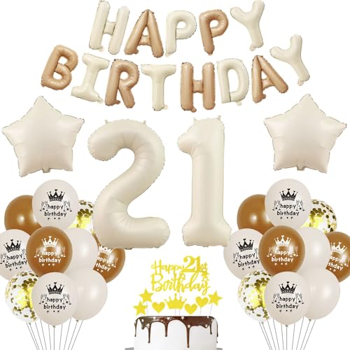 Beige Luftballon 21. Geburtstag Frau 21 Geburtstag Deko Beige Luftballon Geburtstag 21 Creme 21 Jahre Geburtstagsdeko Frau Mann 21 Jahre Beige Gold Ballon 21. Happy Birthday Girlande Beige von Haosell