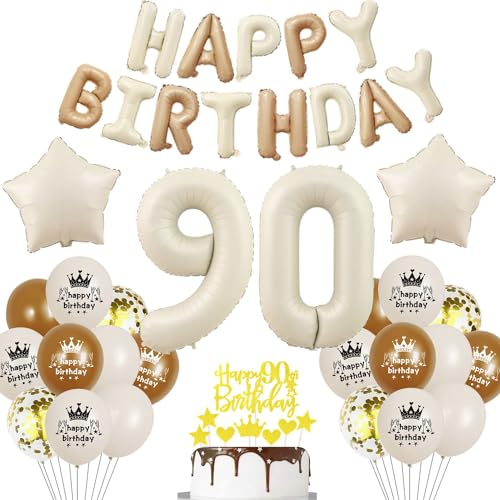 Beige Luftballon 90. Geburtstag Frau 90 Geburtstag Deko Beige Luftballon Geburtstag 90 Creme 90 Jahre Geburtstagsdeko Frau Mann 90 Jahre Beige Gold Ballon 90. Happy Birthday Girlande Beige von Haosell