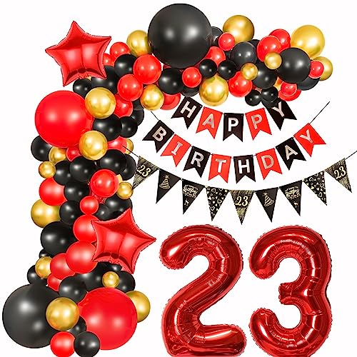 Deko 23. Geburtstag Frauen 23 Luftballon Girlande Rot Schwarz 23 Geburtstag Mann Deko Luftballon Rot 23 Geburtstag Dekoration Rot Schwarz 23 jahre Geburtstag Deko Ballon Gold 23 Party Ballon Arch von Haosell