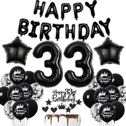 Deko 33. Geburtstag Mann Schwarz Tortendeko 33 Geburtstag Frau Luftballons 33. Geburtstag Schwarz Party Ballons 33 Geburtstag Dekoration Schwarz Geburtstagsdeko 33 Jahre Mann Deko Schwarze von Haosell