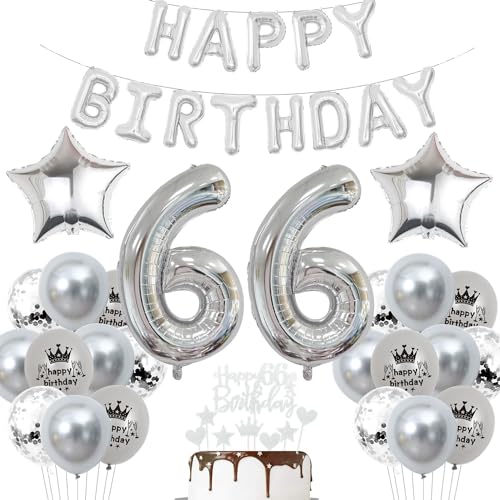 Deko 66. Geburtstag Mann Luftballon - Silber Party Ballons für 66 Jahre Dekoration - Geburtstags Ballon Frau Deko 66. Geburtstag Mann Luftballon - Silber Party Ballons für 66 Jahre Dekoration - Geburtstags Ballon Frau von Haosell