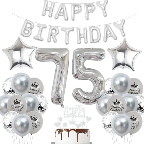 Deko 75. Geburtstag Mann Silber Luftballon 75 Jahre Silber Party Ballons 75 Geburtstag Dekoration 75 Geburtstags ballon Frau Luftballon 75. Geburtstag Silber 75 Jahre Party Deko von Haosell