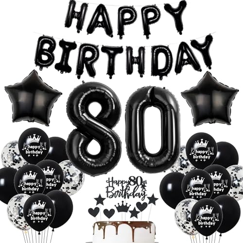 Deko 80. Geburtstag Mann Schwarz Tortendeko 80 Geburtstag Frau Luftballons 80. Geburtstag Schwarz Party Ballons 80 Geburtstag Dekoration Schwarz Geburtstagsdeko 80 Jahre Mann Deko Schwarze von Haosell