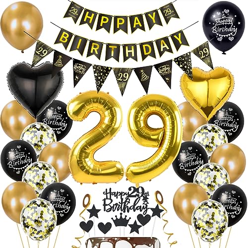 Gold 29. Geburtstag Dekoration Mann Frauen 29 Geburtstag Deko 29 Jahr Geburtstagdeko 29. Ballon Schwarz Gold Deko 29. Geburtstag Luftballons Schwarz Gold Frau 29. Geburtstag Party Deko von Haosell