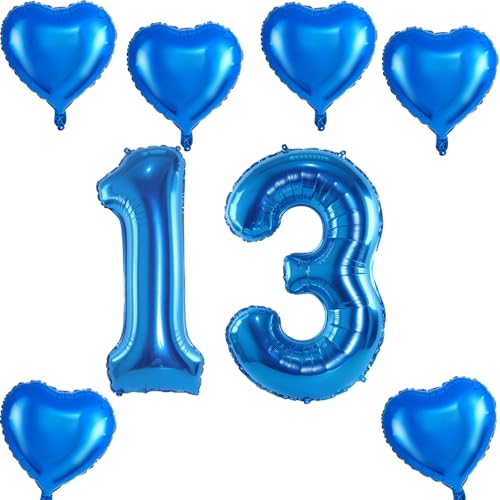 XXL Folienballon 13 Geburtstag, Folienballon Zahl 13, Folienballon Zahl 13 Blau, Luftballons Zahl 13, Nummer 13 Luftballon Blau Junge Mädchen, Folienballon 40" Geburtstagsdeko Ballon Zahl 13 von Haosell