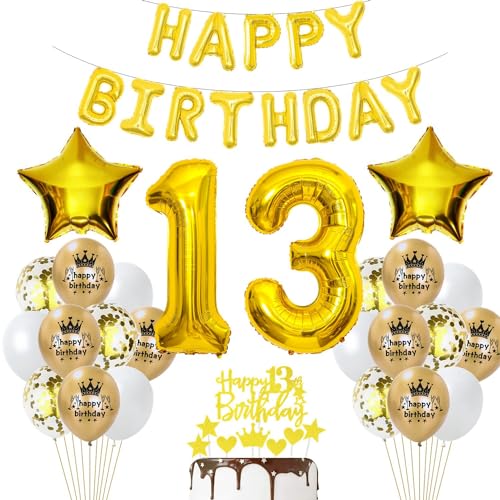 Luftballon 13. Geburtstag Deko Gold 13 Geburtstag Mädchen Gold Deko 13 Geburtstag Junge Mädchen Geburtstagsdeko 13 Jahre Luftballon Gold Deko 13 Jahr Geburtstag Gold Ballons 13 Party Dekorationen von Haosell