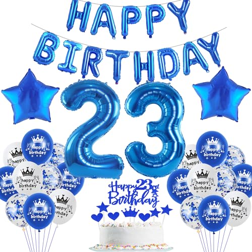 Blau Luftballon 23. Geburtstag mann deko Folienballon 23 Geburtstags mann party dekorationen happy Birthday Girlande Banner Blau Geburtstagsdeko 23 jahre mann Ballon deko 23. Geburtstag Männer von Haosell