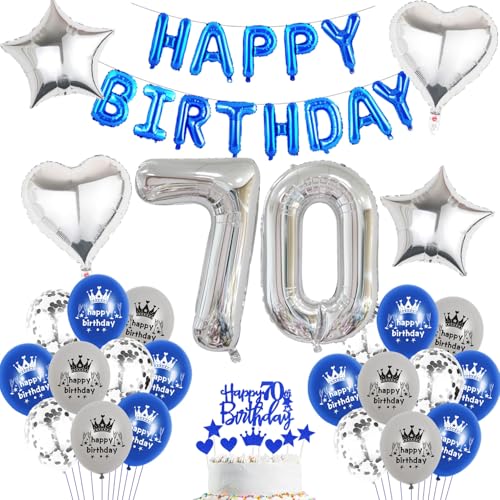 Luftballon 70. Geburtstag mann blau deko Folienballon 70 jahre Geburtstags deko mann männer blau set happy Birthday 70th Geburtstagsdeko 70 mann Ballon 70 jahre Geburtstag mann Dekoration set(70) von Haosell