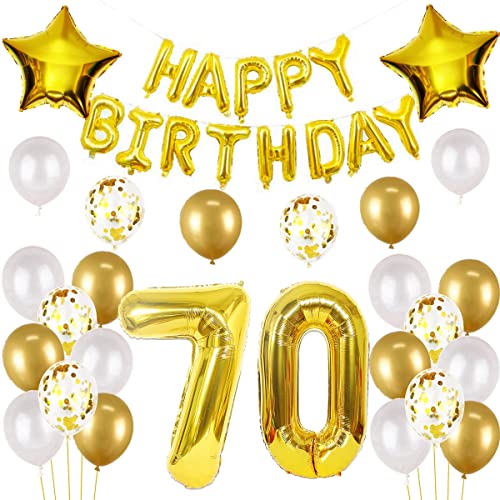 Luftballons 70. Geburtstag mann gold deko Folienballon 70 jahre Geburtstags deko mann männer gold set happy Birthday 70th Geburtstagsdeko 70 mann Ballon 70 jahre Geburtstag mann Dekoration set(70) von Haosell