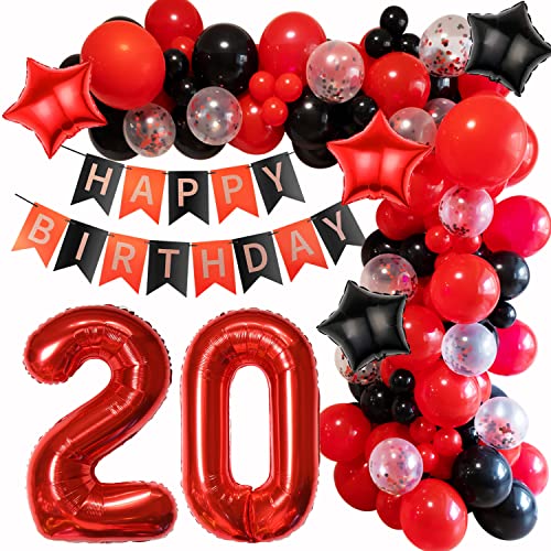 Rot 20 Geburtstag Deko Frau 20. Ballon Girlande Rot Schwarz Geburtstagsdeko 20 Mann Luftballons Girlande 20 Jahr Geburtstagdeko Rot Schwarz Deko 20 Geburtstag Luftballon Ballon Girlande von Haosell