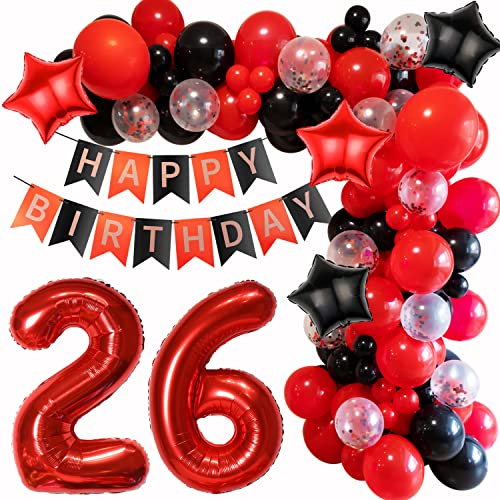 Rot 26 Geburtstag Deko Frau 26. Ballon Girlande Rot Schwarz Geburtstagsdeko 26 Mann Luftballons Girlande 26 Jahr Geburtstagdeko Rot Schwarz Deko 26 Geburtstag Luftballon Ballon Girlande von Haosell