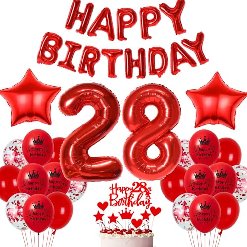 Rot 28. Geburtstag Deko Luftballon 28 Geburtstag Frau Rot 28. Ballons Party Deko Frau 28 Jahre Geburtstagsdeko Rot Ballon 28 Geburtstag Luftballons Frau Junge 28. Party Dekoration Rot von Haosell