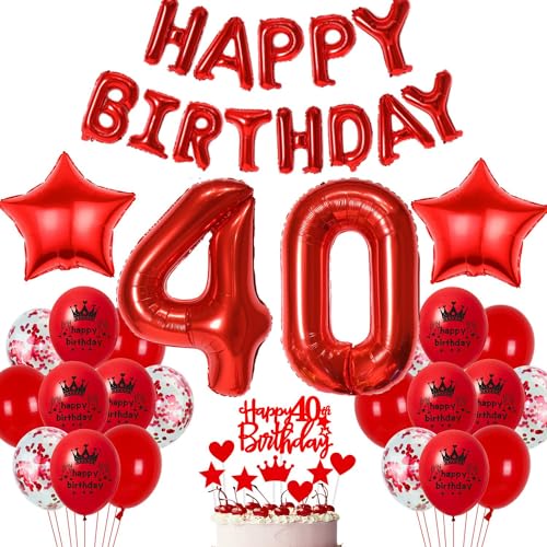 Rot 40. Geburtstag Deko Luftballon 40 Geburtstag Frau Rot 40. Ballons Party Deko Frau 40 Jahre Geburtstagsdeko Rot Ballon 40 Geburtstag Luftballons Frau Junge 40. Party Dekoration Rot von Haosell