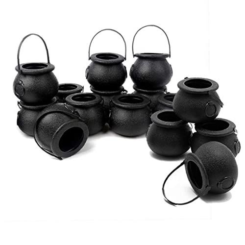 15 Stücke Mini Black Hexe Cauldron, Neuheit Kessel Kessel Cups Kunststoff Mini Black Hexe Cauldron Neuheit Bonbonhalter Für Halloween, St Patrick's Day Party von Haowul