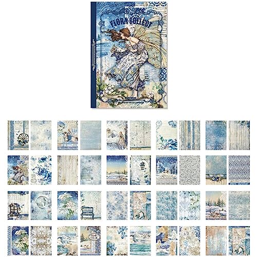 Haowul 40 Ungerechtfertigte Große Vintage -materialpapier Doppelseitig Materialbuch Retro Scrapbooking Journaling Decor Stationerie von Haowul