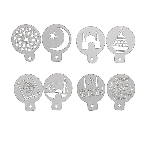 Haowul 8pcs Eid Mubarak Kaffeespray Schablonen DIY Kuchenform Ramadan Muslim Islamic Party Ramadan Kareem Dekor von Haowul